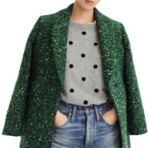 J crew Daphne topcoat in Italian tweed peacock green sz 0p